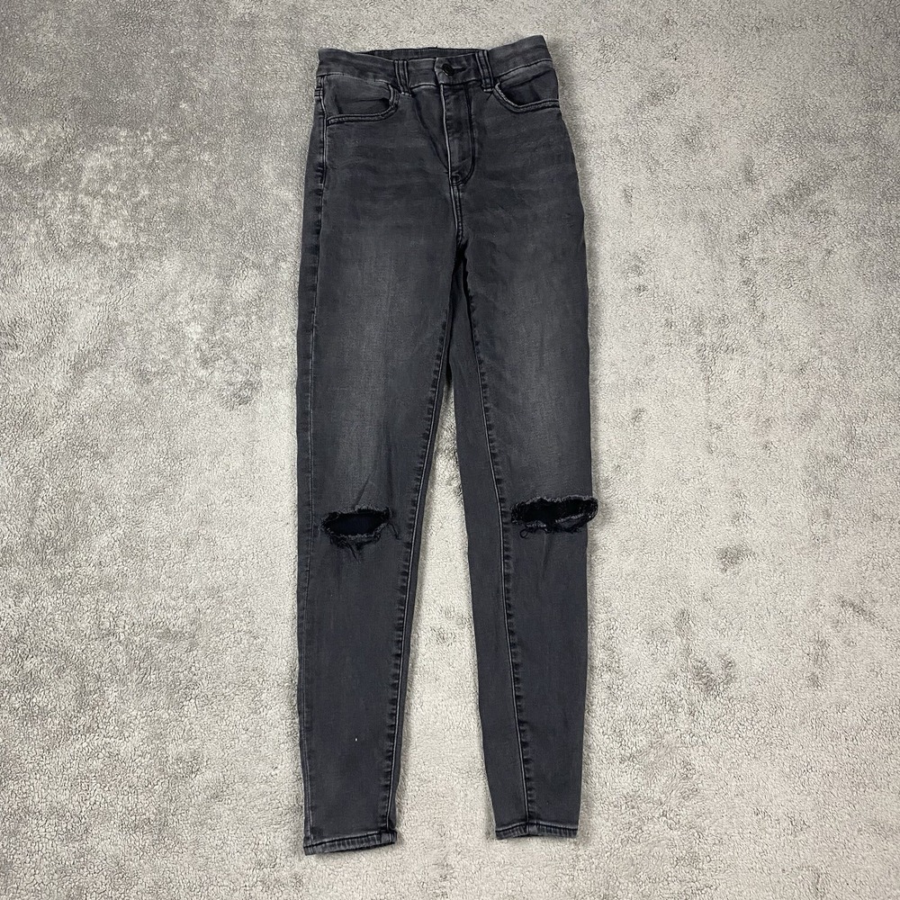 American Eagle Jeans Womens 0 Regular Black Stretch Curvy Super Hi-Rise Jegging